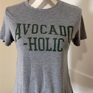Grey Graphic Tee with Green 'Avocado-Holic' Print